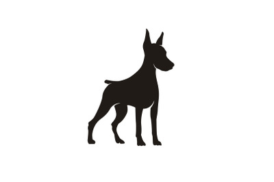 Silhouette of a Standing Doberman Dog Logo Design