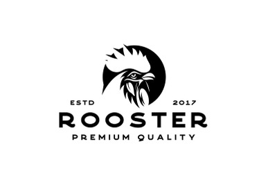 Vintage Vector Rooster Head Logo Design