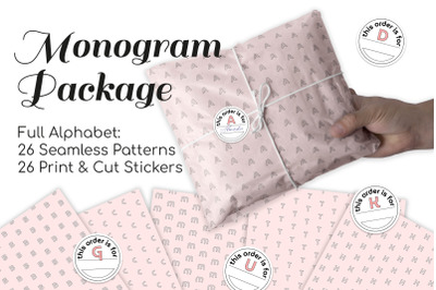 Monogram Order Small Business Stickers and Digital Papers