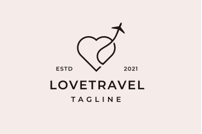 Vintage Hipster Plane with Heart for Transportation or Travel Logo