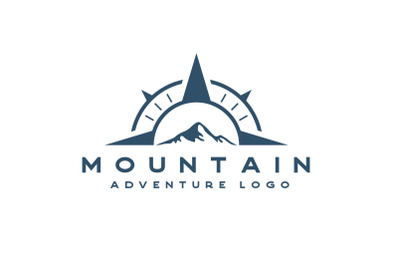 Compass with Mountain Logo Design