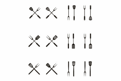 Fork and Spatula for BBQ Grill, Barbeque Icon