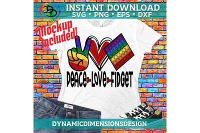 Peace Love Fidget, Fidget svg, Pop svg,  Png, Sensory Png, Autism Png,