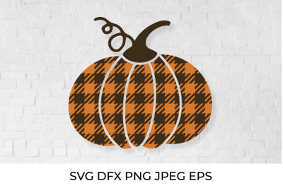 Pumpkin made of buffalo plaid pattern. Fall decorations