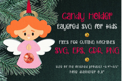 Angel Christmas Ornament Candy Holder Template SVG