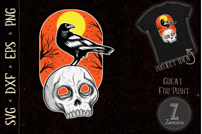 Halloween Pumpkin And Black Crow Design