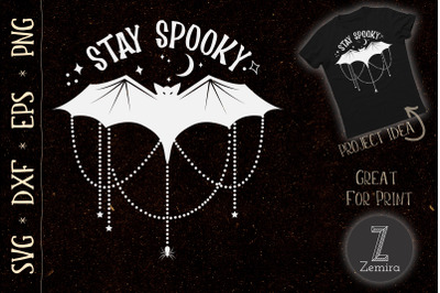 Bat Spooky Halloween Stay Spooky Moon