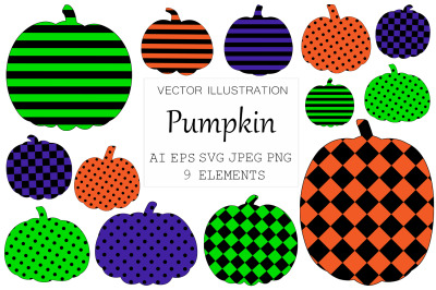 Halloween pumpkins. Pumpkin dots. Pumpkin strip. Pumpkin SVG