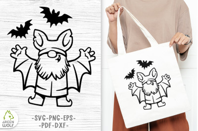 Halloween gnomes svg Bat svg Cute halloween svg Tote bag svg design