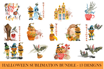 Halloween Sublimation Bundle Designs, 13 Halloween PNG