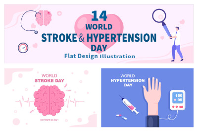 14 World Stroke and Hypertension Day Vector illustration