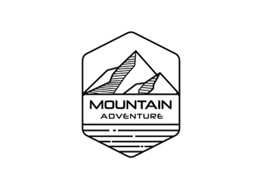 Vintage Hipster Monoline Mountain Sea Adventure Emblem