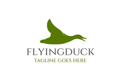 Flying up Duck Silhouette Logo Design