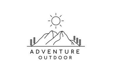 Landscape Minimalist line art Mountain Logo Design