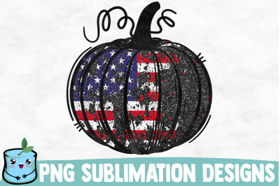 Glitter USA Flag Pumpkin Sublimation Design