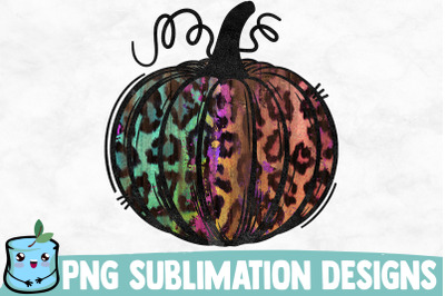 Green Purple Leopard Pumpkin Sublimation Design