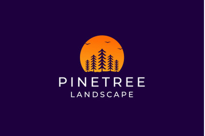 Sunset Pine Tree Logo Design