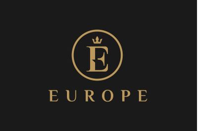 Initial Letter E with Crown Logo Design