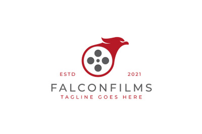 Movie Roll with Eagle Head Logo Design for movie production or cinema