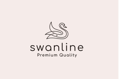 Line art Swan Logo Design Vector