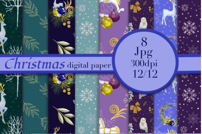 Christmas digital paper pack. Xmas background, Christmas scrapbook she