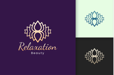 Luxury Lotus Flower Logo in Gold Color