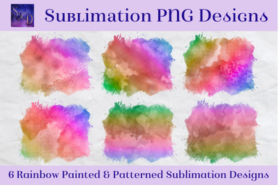 Sublimation PNG Designs - Rainbow Painted and Patterned