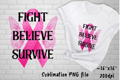 Breast cancer awareness sublimation design png.
