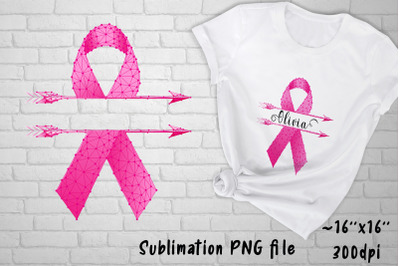Breast cancer awareness sublimation. Pink ribbon monogram