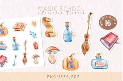 Halloween Magic school printable stickers- PNG, PDF, JPEG