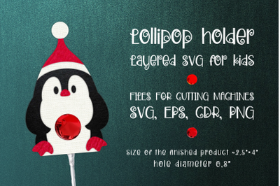 Penguin Christmas Lollipop Holder template SVG