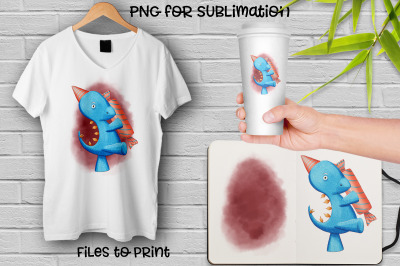Cute Dino sublimation. Design for printing