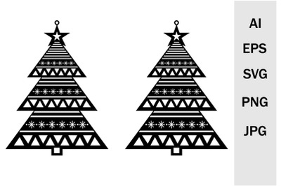 Earrings and a Christmas tree pendant for Christmas SVG