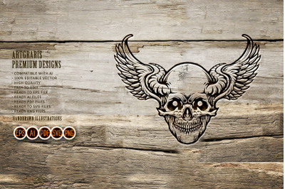 Wing Skull Sport Logo Silhouette SVG