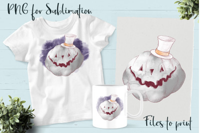 Halloween Pumpkin sublimation. Design for printing.