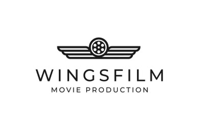 Wings and Film Reel for Movie Production Logo Design