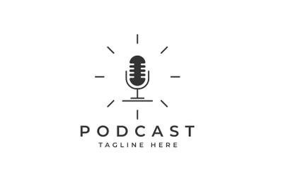 Simple Microphone for Podcast Logo Design