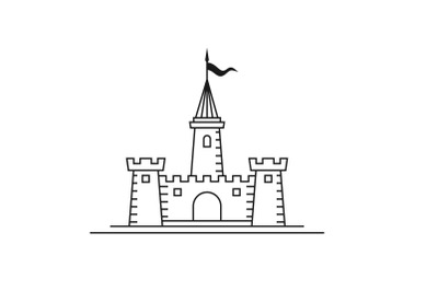 Minimalist Line art Castle Logo Illustration