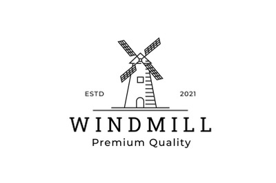 Minimalist line art Windmill Farm Logo Design