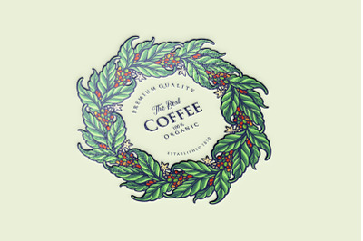 Mandala Coffee Logo Leaf Organic Label