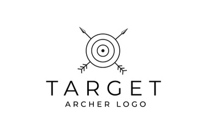 Crossed Arrows with Circle Target, Monoline Rustic Hipster Logo Design