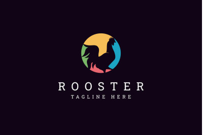 Colorful Chicken Rooster Silhouette Logo Design