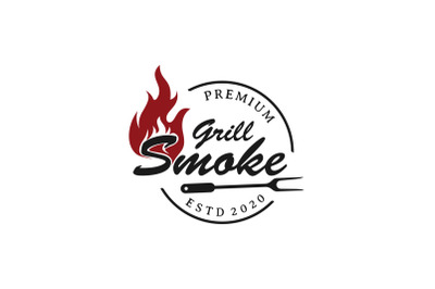 Rustic Vintage BBQ Grill, Barbecue, Barbeque Label Stamp Logo Design