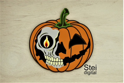 3d Halloween pumpkin SVG, DXF cut file, layered pumpkin svg.