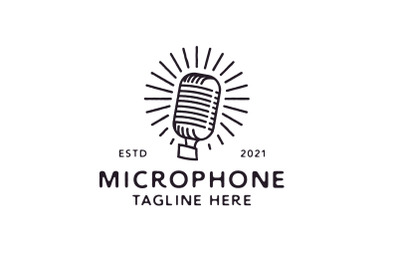 Vintage Hipster Microphone Logo Design