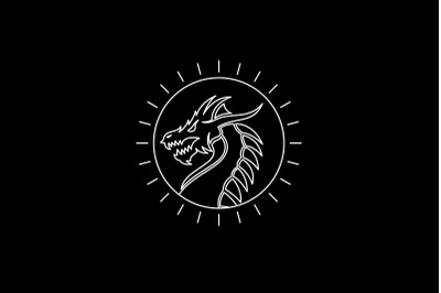 Line art Monoline Dragon Snake Monster Medallion Logo Design