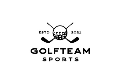 Vintage Retro Crossed Stick Golf Logo Design