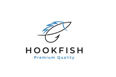 Fish with Hook Fishing Angler Logo Design