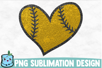 Golden Baseball Heart Sublimation Design