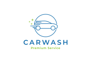 Simple Line art Car Wash Salon Logo Design